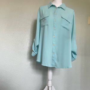 Sky teal size large LOFT blouse